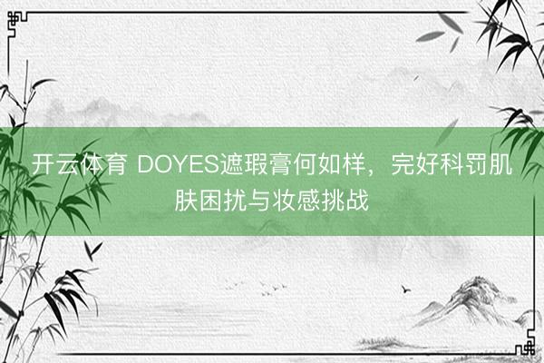 开云体育 DOYES遮瑕膏何如样，完好科罚肌肤困扰与妆感挑战