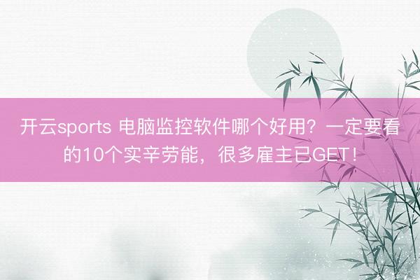 开云sports 电脑监控软件哪个好用?一定要看的10个实辛劳能,很多雇主已GET!